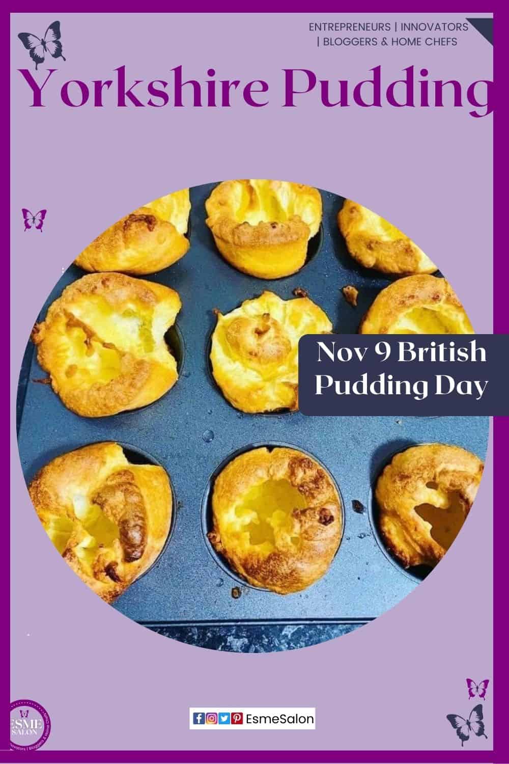 an image of a batch of British Yorkshire Puddings in a baking pan