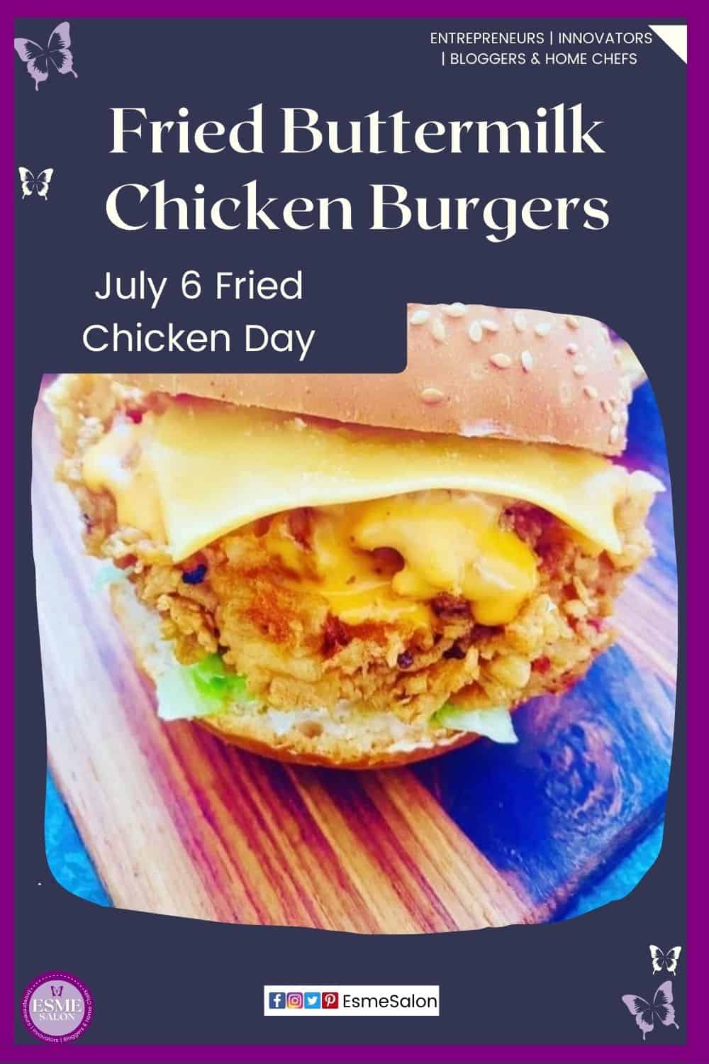 an image of a chicken burger with a fried chicken patty and cheese