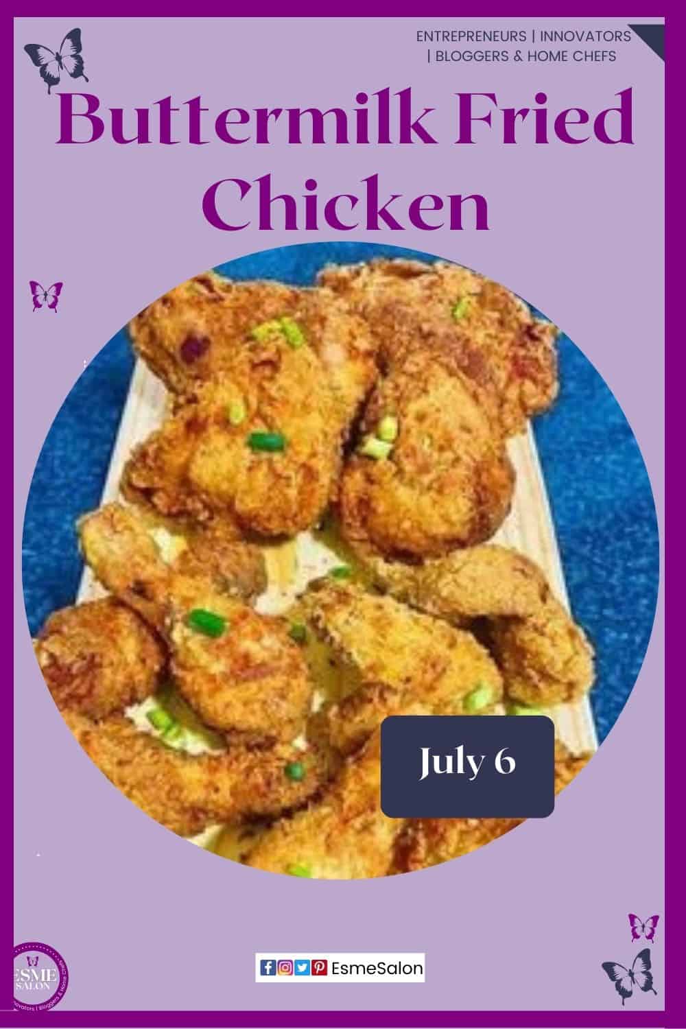 an image of chicken pieces dunked in buttermilk and fried until crispy