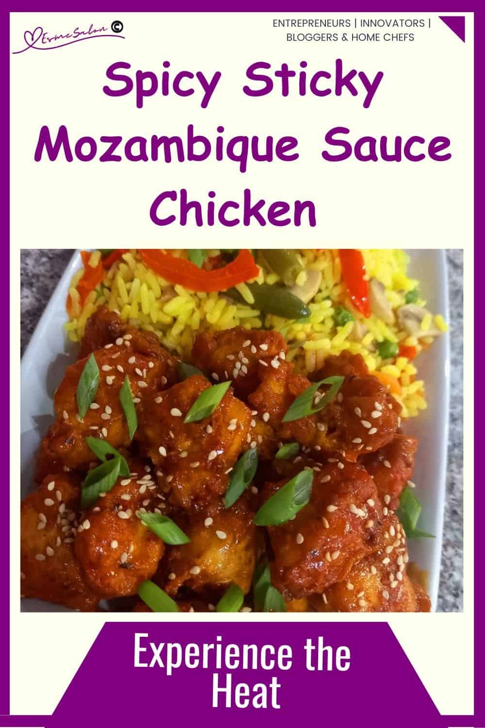 an image of Spicy Sticky Mozambique Sauce with savory rice