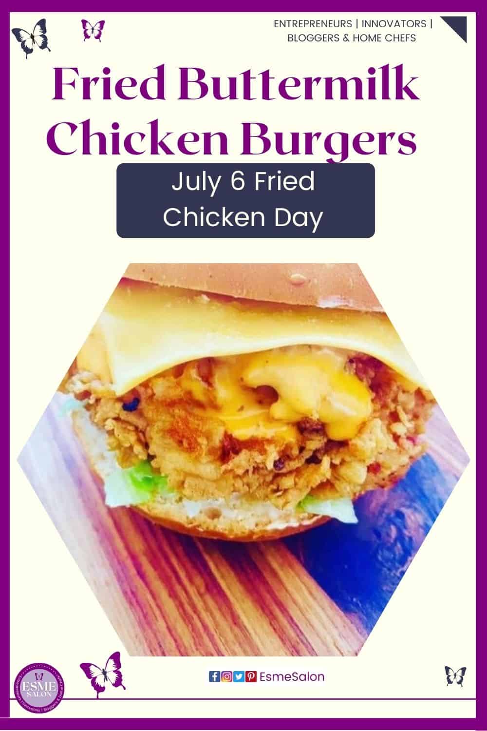 an image of a chicken burger with a fried chicken patty and cheese