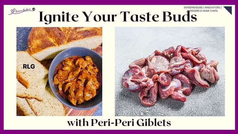 an image of a blue round deep bowl with Homemade Nando’s Style Peri-Peri Giblets