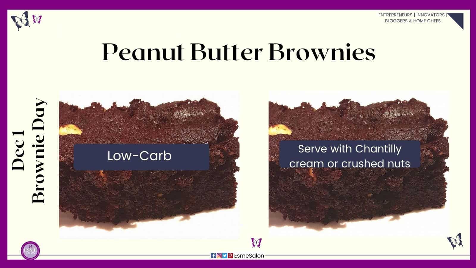 an image of low carb sugar free Peanut Butter Brownies