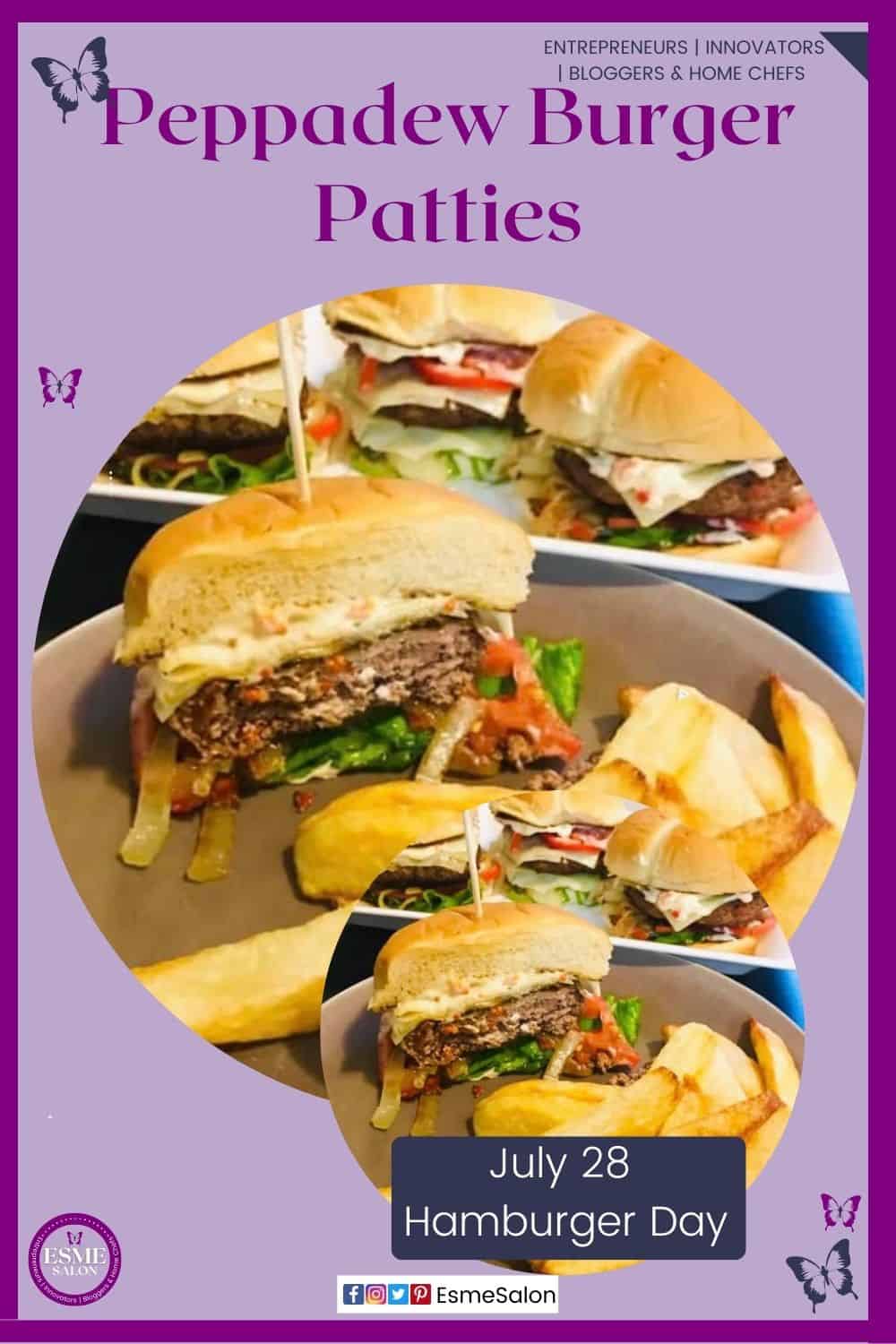 an image of Peppadew Burger Patties with some fries