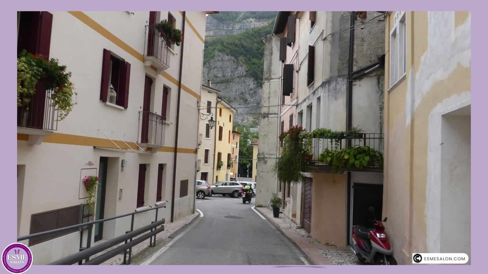 an image of extremely narrow roads between buildings in Narrow Roads in Garda Italy