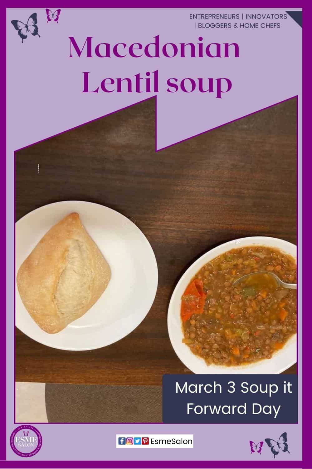 an image of a white bowl filled with Lentil Soup