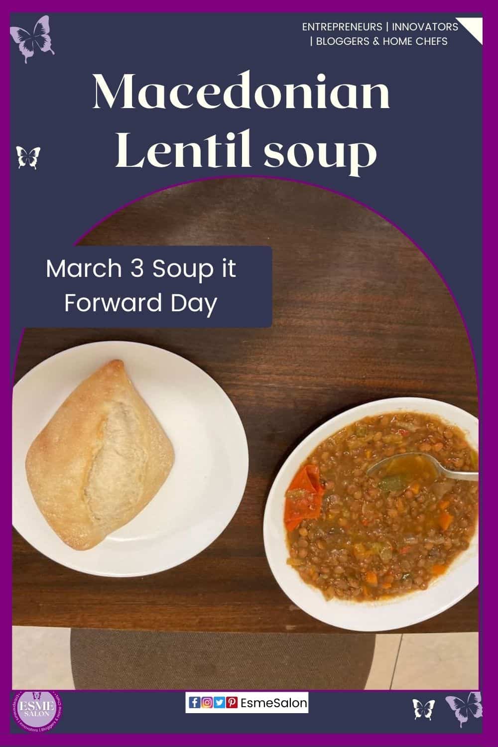 an image of a white bowl filled with Lentil Soup