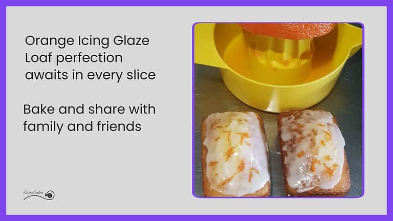 an image of Orange Loaf with white glaze and shredded lemon peal