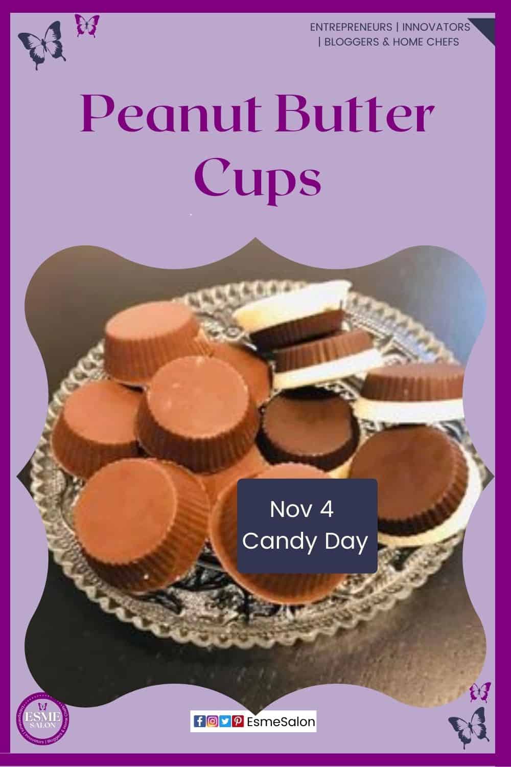 an image of a glass tray filled with Diabetic-Friendly Peanut Butter Cups