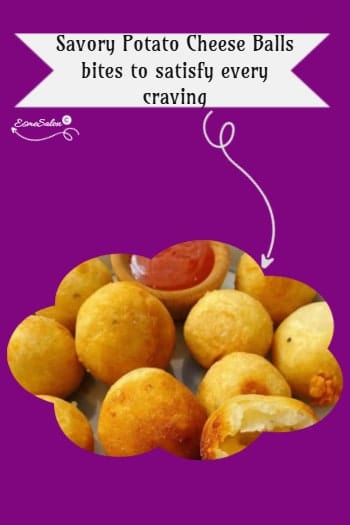 an image of a platter of Potato Cheese Balls with a bowl of dipping sauce