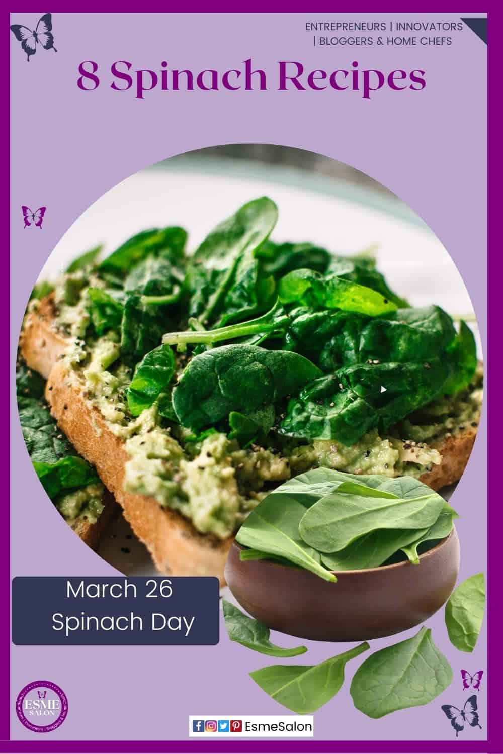 an image of a slice of bread topped with spinach