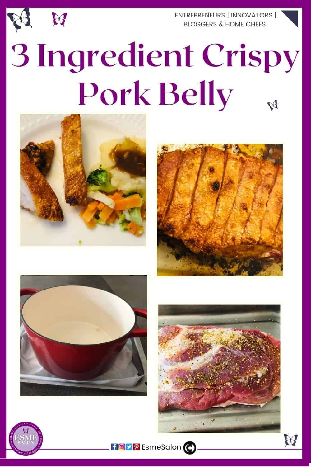 an image of Delicious Easy 3 Ingredient Crispy Pork Belly with superb crackling