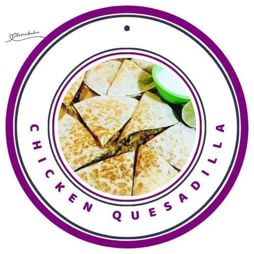 an image of a plate filled with Chicken Quesadilla