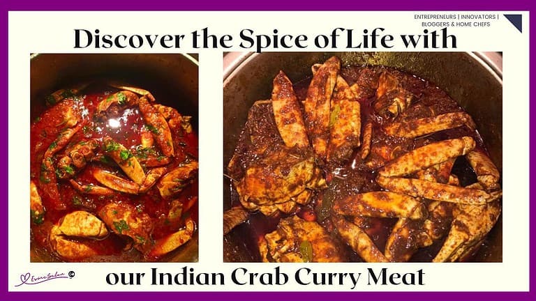 an image of a large enamel pot filled with Indian Crab Curry Meat