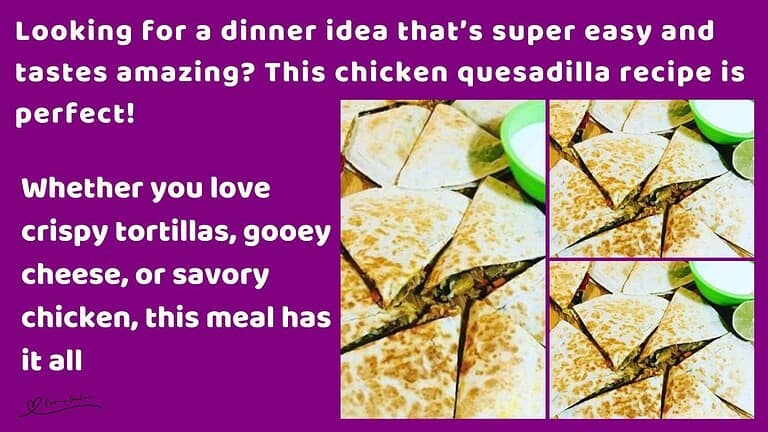 an image of a plate filled with Chicken Quesadilla