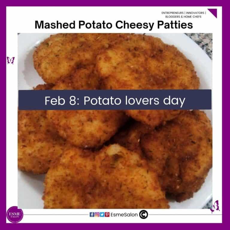 an image of 6 Mashed Potato Cheesy Patties in a bowl