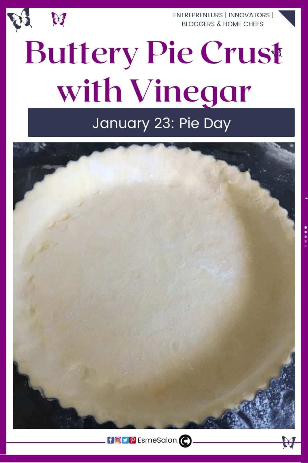 an image of a Buttery Pie Crust with Vinegar ready to be baked