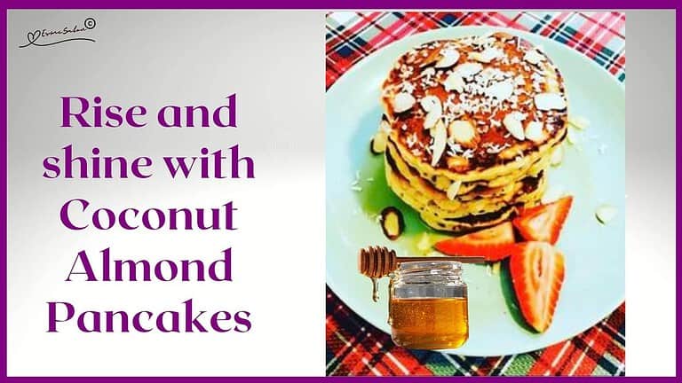 an image of a stack of Coconut Almond Pancakes