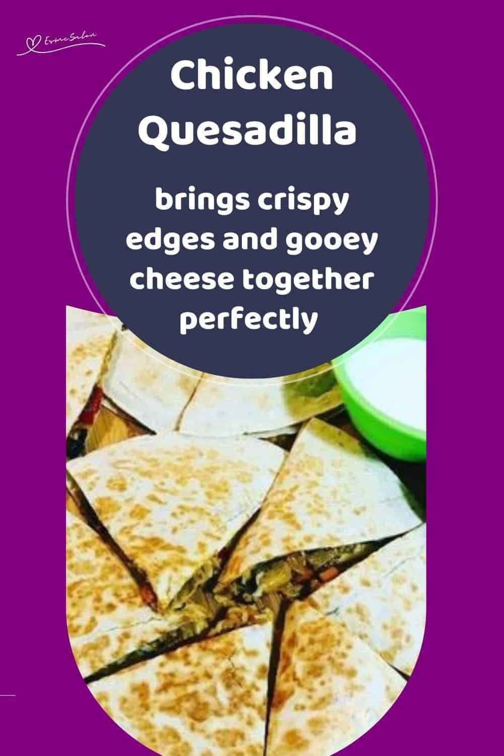 an image of a plate filled with Chicken Quesadilla