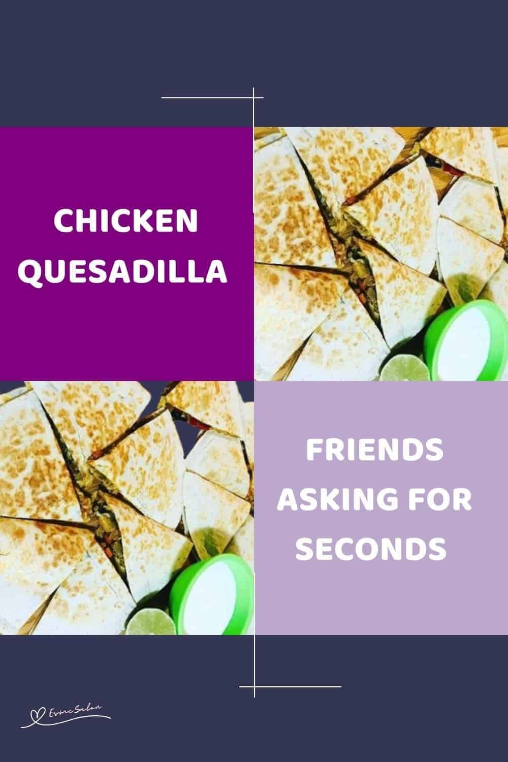 an image of a plate filled with Chicken Quesadilla