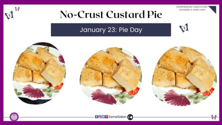 an image of cubes of No-Crust Custard Pie stacked on a serving dish