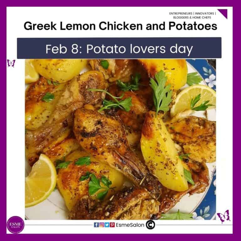 an imge of Greek Lemon Chicken and Potatoes with parsley