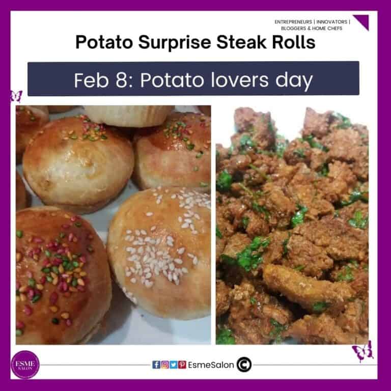 an image of Potato Surprise Steak Rolls and steak on the side