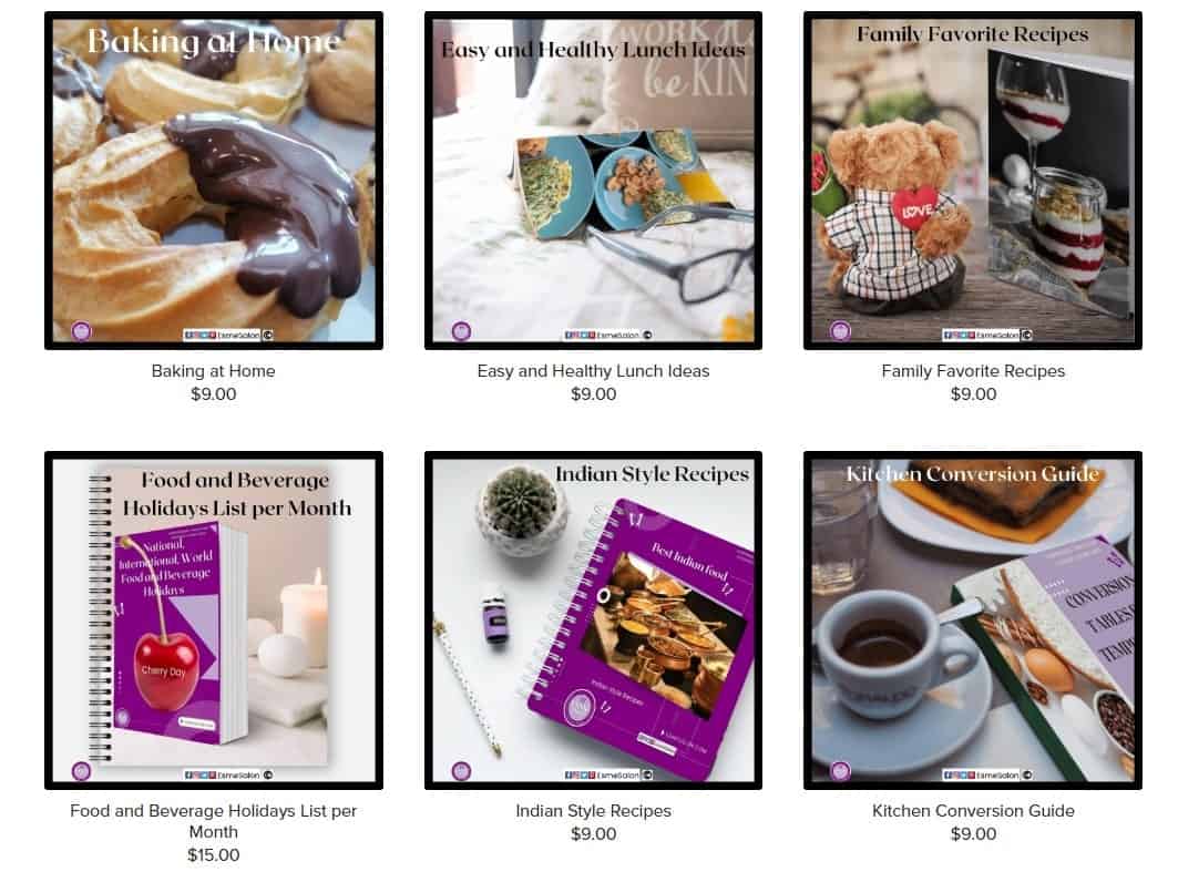 an image )snapshot) of some PayHip Tried and Tested Recipe products