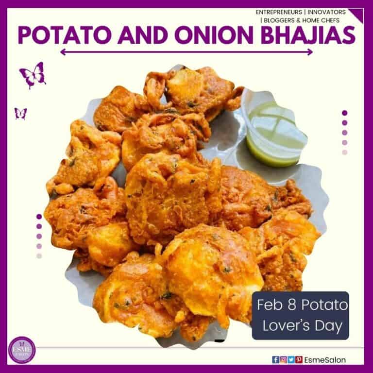 an image of a bowl of crispy and delicious Potato and Onion Bhajias