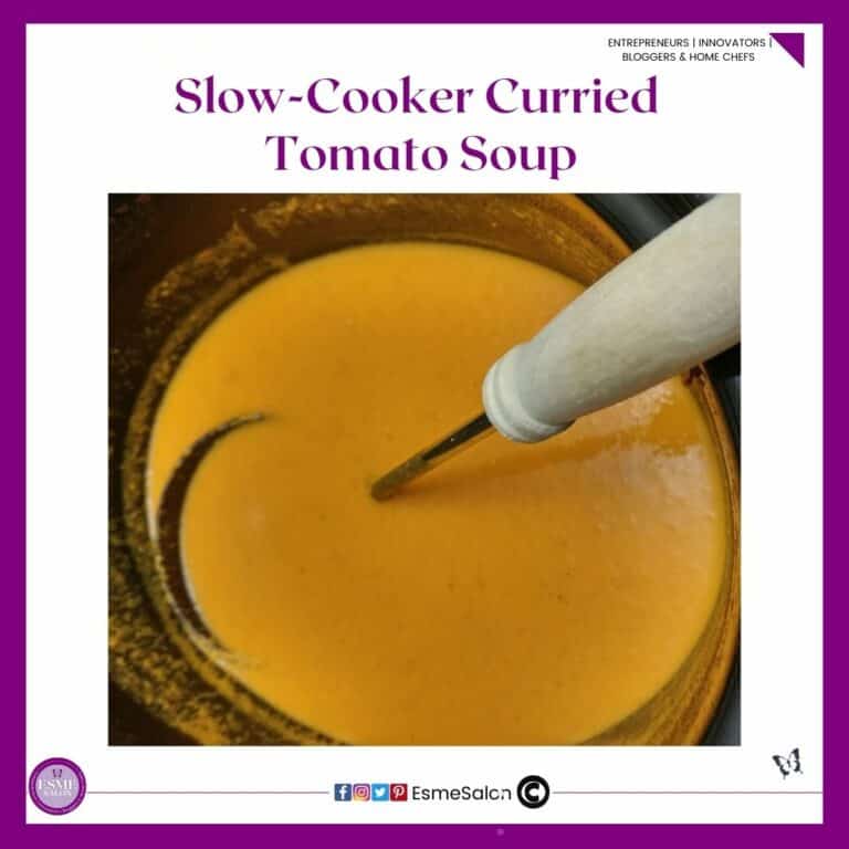 an image of a Slow-Cooker filled with Curried Tomato Soup