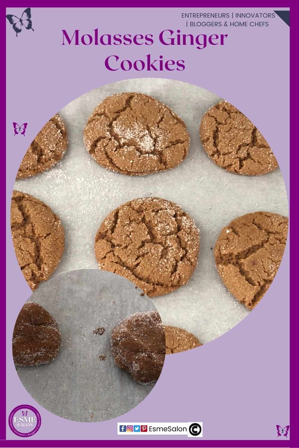 an image of Molasses Ginger Cookies baked and unbaked