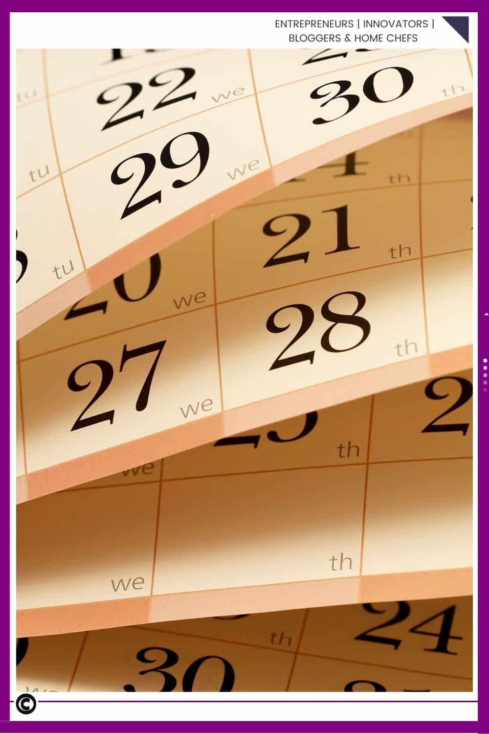 an image of 4 pages of a calendar