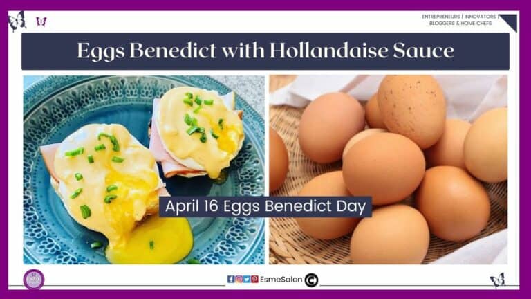 an image of an Easy Eggs Benedict Foolproof Homemade Hollandaise Sauce on a toasted English muffin