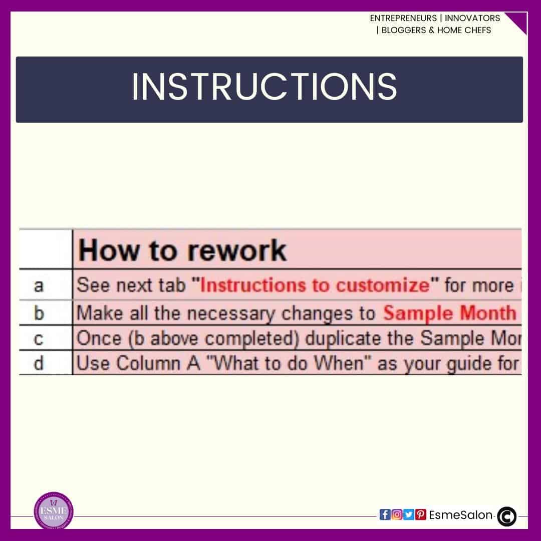 an image of a snip of Instructions on how to rework