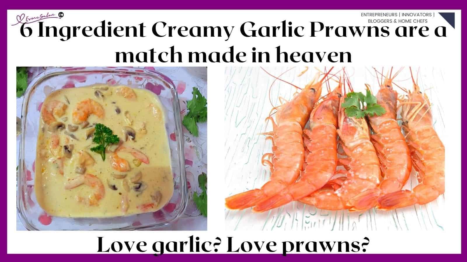 an image of a Pyrex dish filled with Creamy Garlic Prawns
