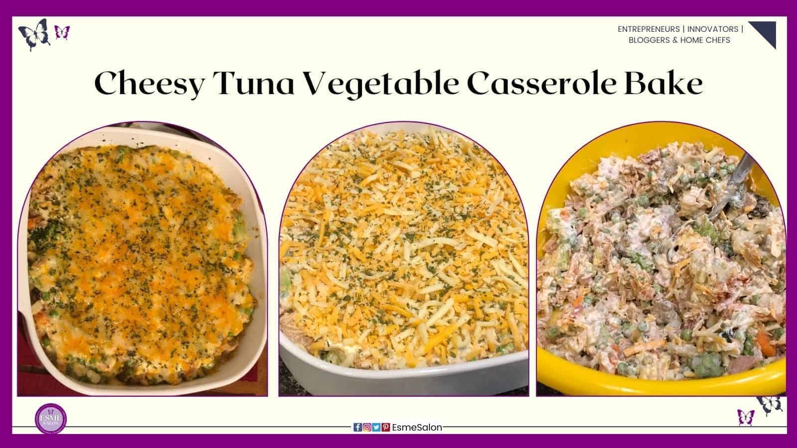 an image of a Cheesy Tuna Vegetable Casserole baked dish