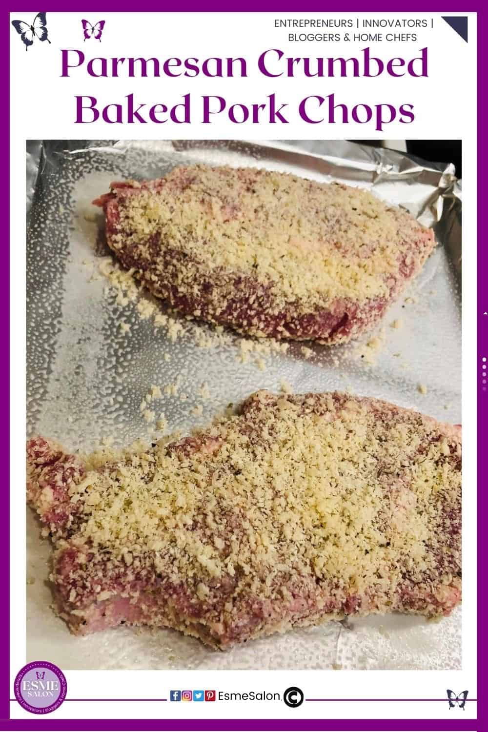 an image of Parmesan Crumbed Baked Pork Chops, ready to be baked