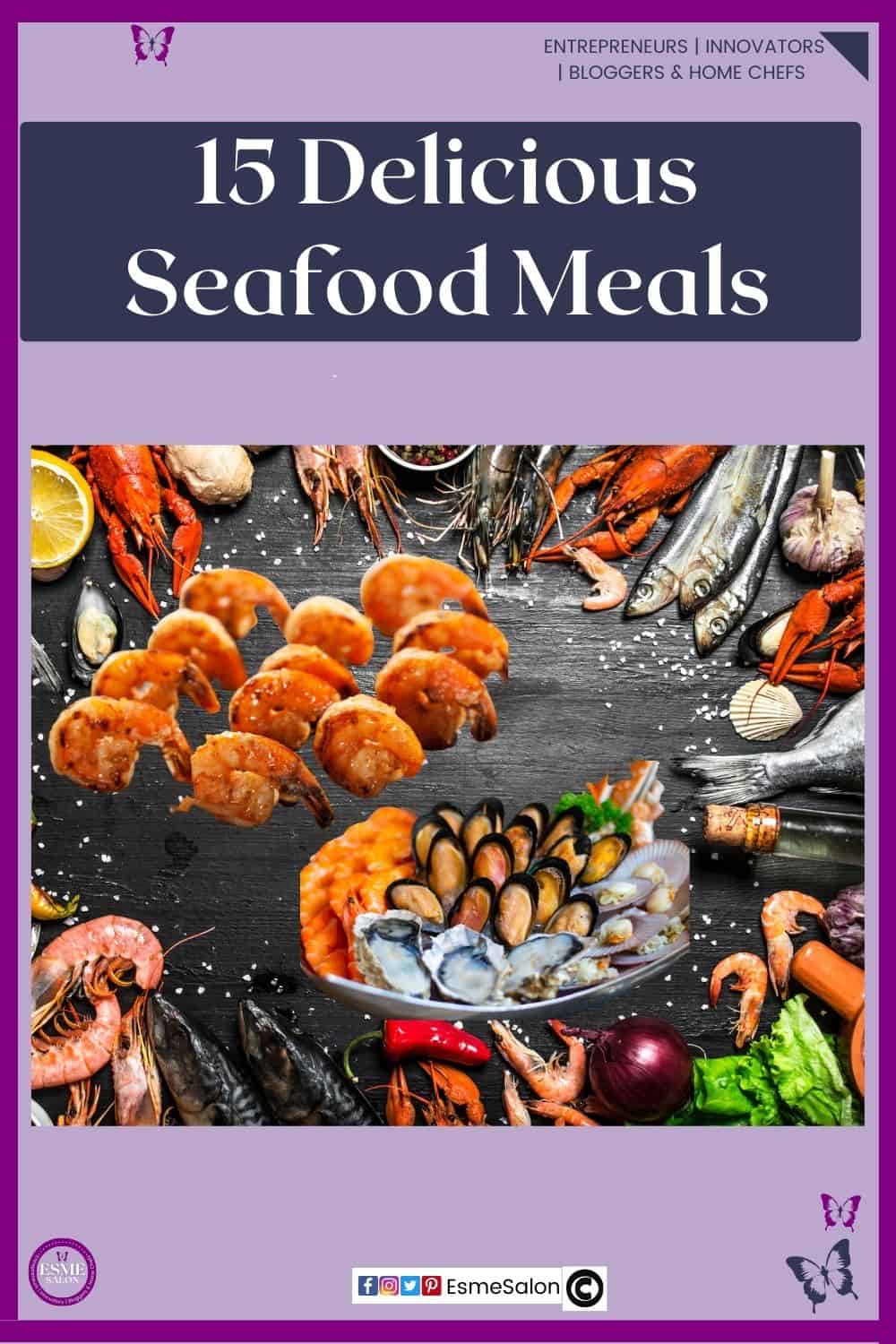 an image of various seafood dishes