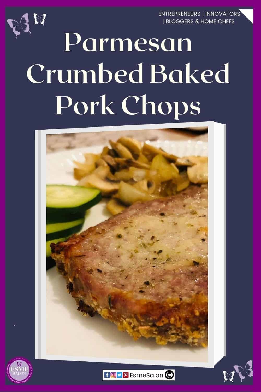 an image of Parmesan Crumbed Baked Pork Chops, baked with veggies