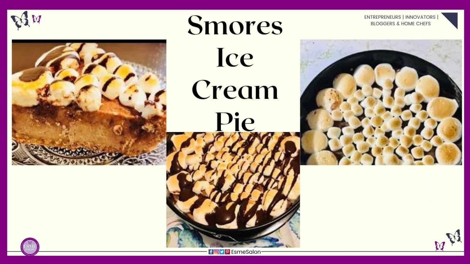 an image of a springform pan with a Smores Ice Cream Pie drizzled with chocolate
