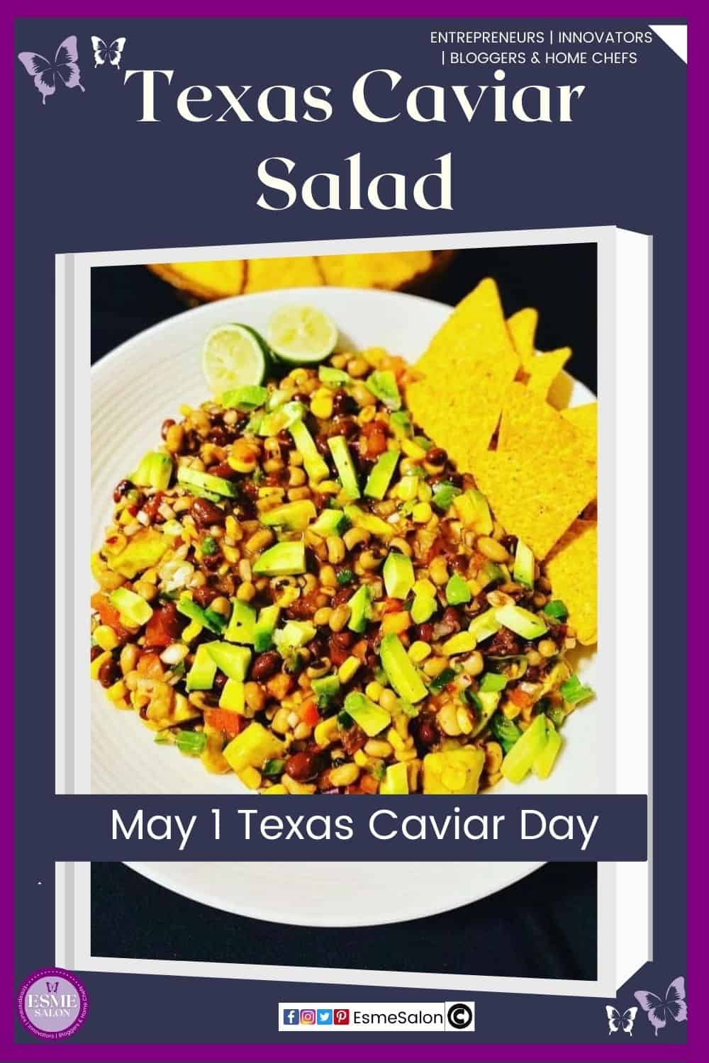 an image of Texas Caviar Salad with in a light dressing served with tortilla chips
