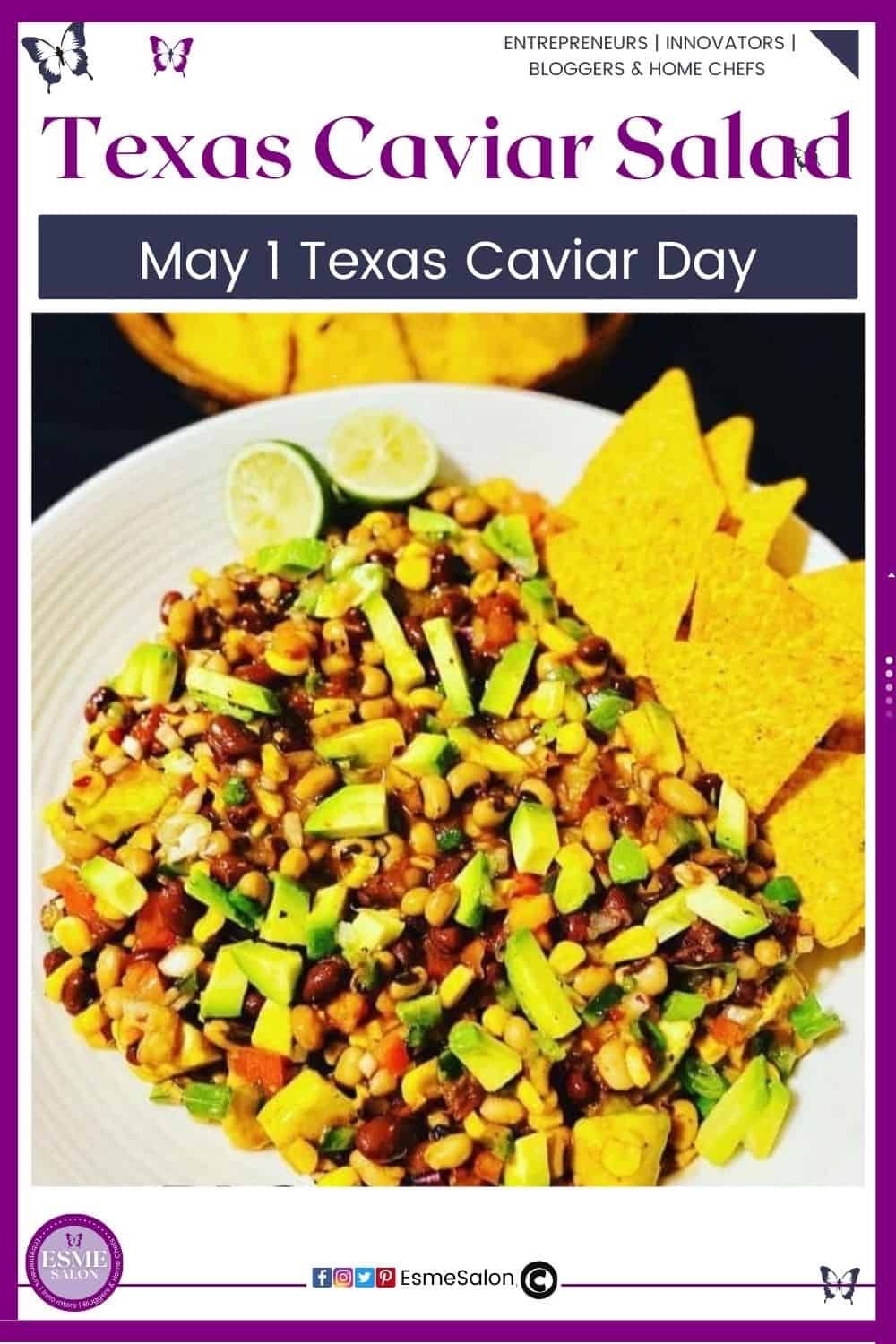 an image of Texas Caviar Salad with in a light dressing served with tortilla chips