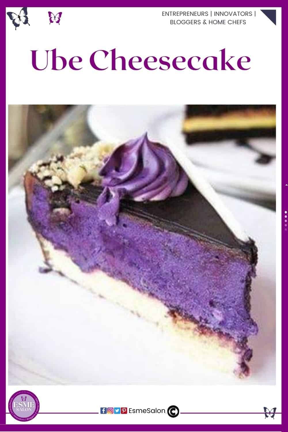 an image of a purple cheesecake made from ube - a purple yam