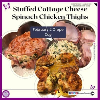 an image of raw chicken thighs stuffed with a Cheese Spinach mixture