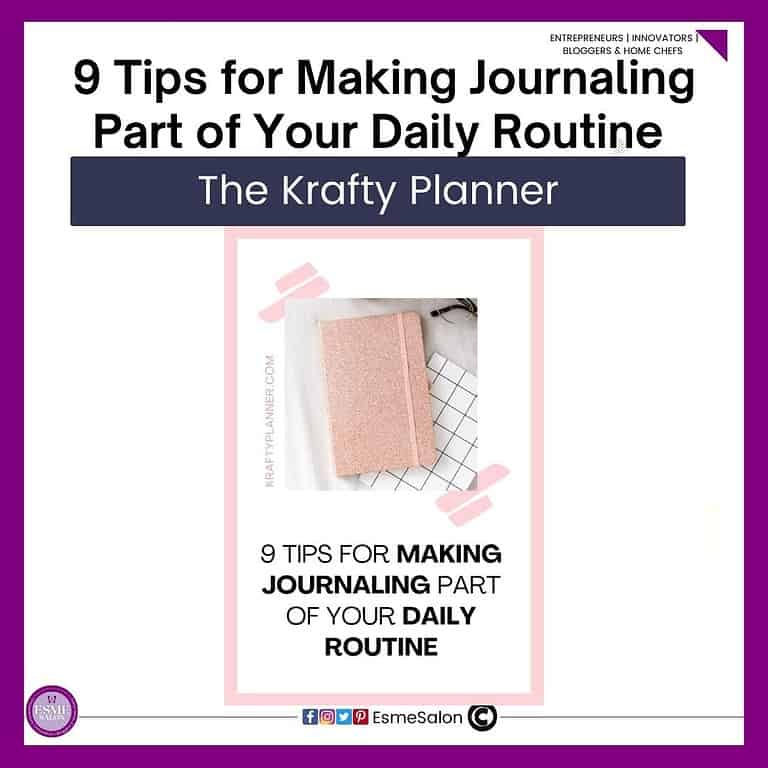an image of a light pink journal on a checkered background