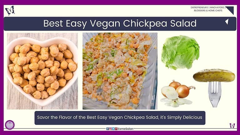 an image of an Easy Vegan Chickpea Salad in a glass bowl
