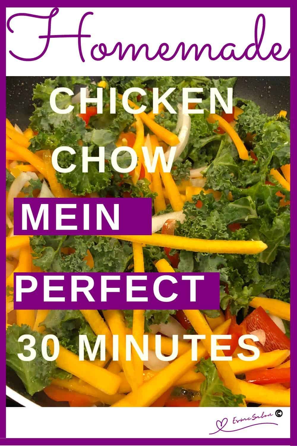an image of Chicken Chow Mein but with a twist, made with kale and butternut iso cabbage and carrots