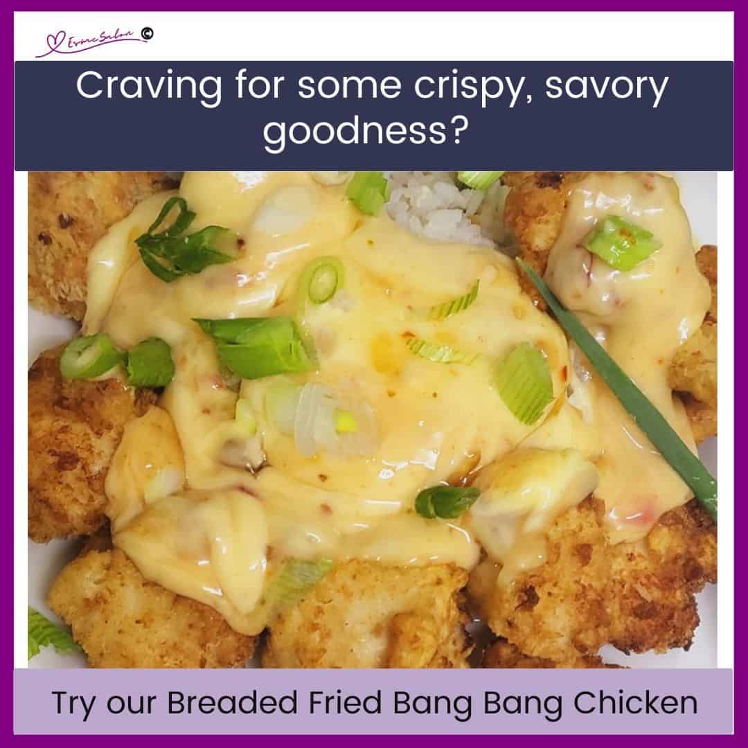an image of crispy bang bang chicken with a mayonnaise chili sauce