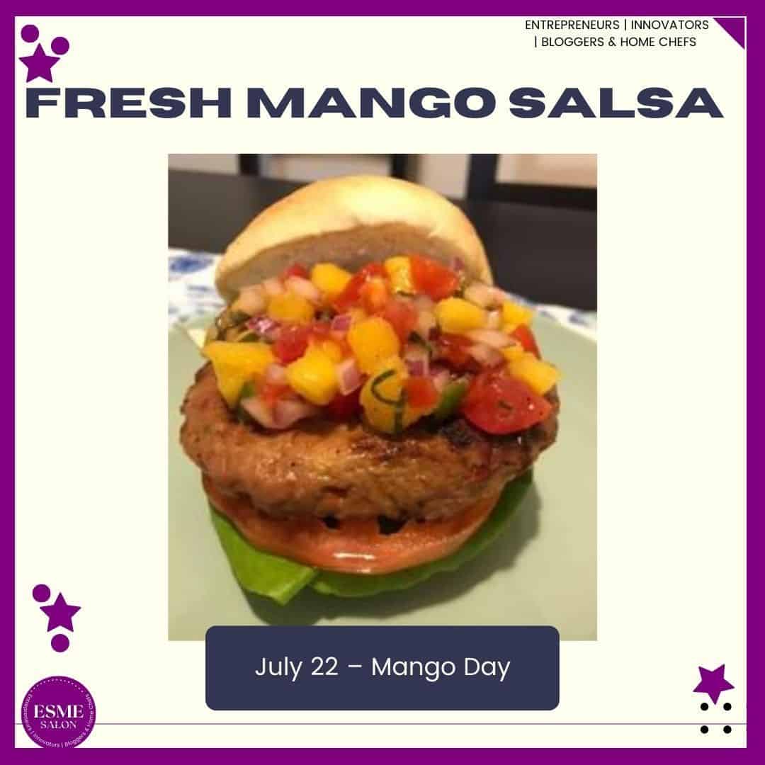 an image of Fresh Mango Salsa on a bun