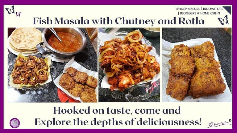 an image of Fish Masala, Chutney & Rotla Flatbread